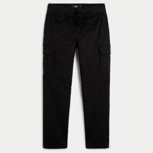 PANTALÒN CARGO NEGRO CON BOLSILLOS Y PUÑO