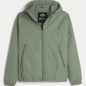 CAMPERA IMPERMEABLE VERDE OLIVA CON CAPUCHA