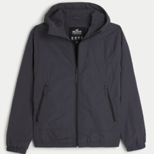 CAMPERA IMPERMEABLE NEGRA CON CAPUCHA